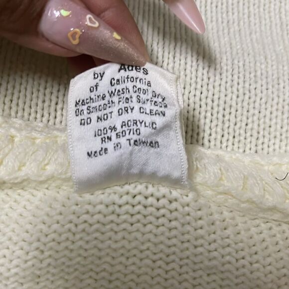 ADES SIZE M Floral Women's Vintage Knit Cardigan Sweater Medium White. - Picture 4 of 4